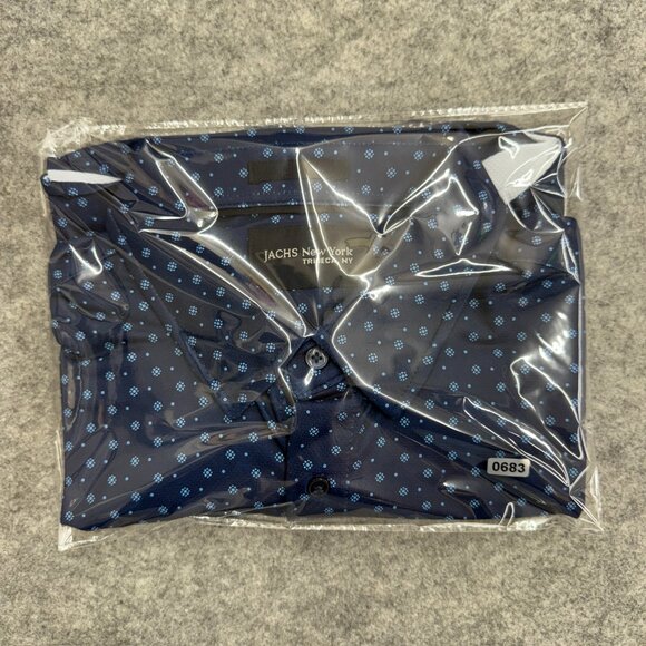 JACHS Men's Button-Up Shirt Casual Everyday Wear, Relaxed, Blue Pattern, L NEW - Picture 11 of 11